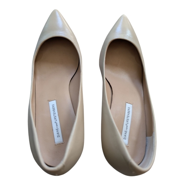 Diane Von Furstenberg High Heels Shoes Nude Beige Smooth Leather Women's 9.5 - Picture 5 of 12